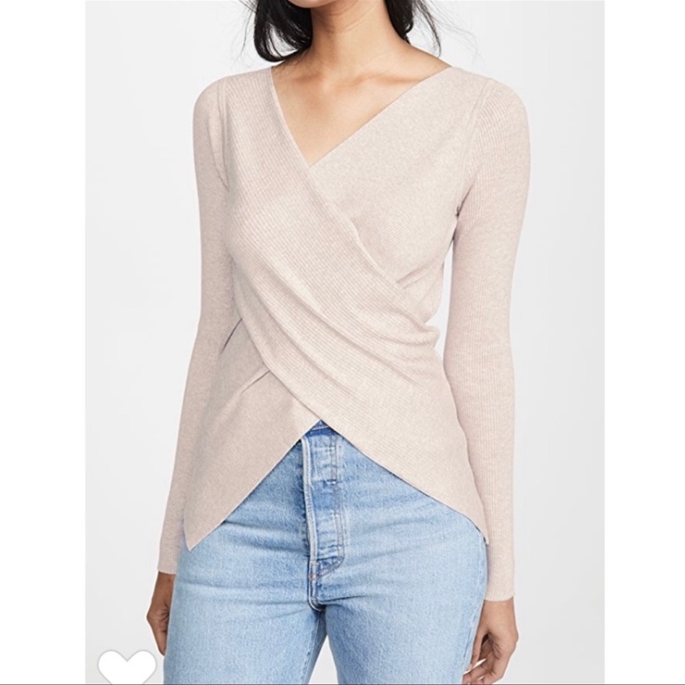 Brochu Walker Ribbed Wrap Sweater Long Sleeve Top Cream